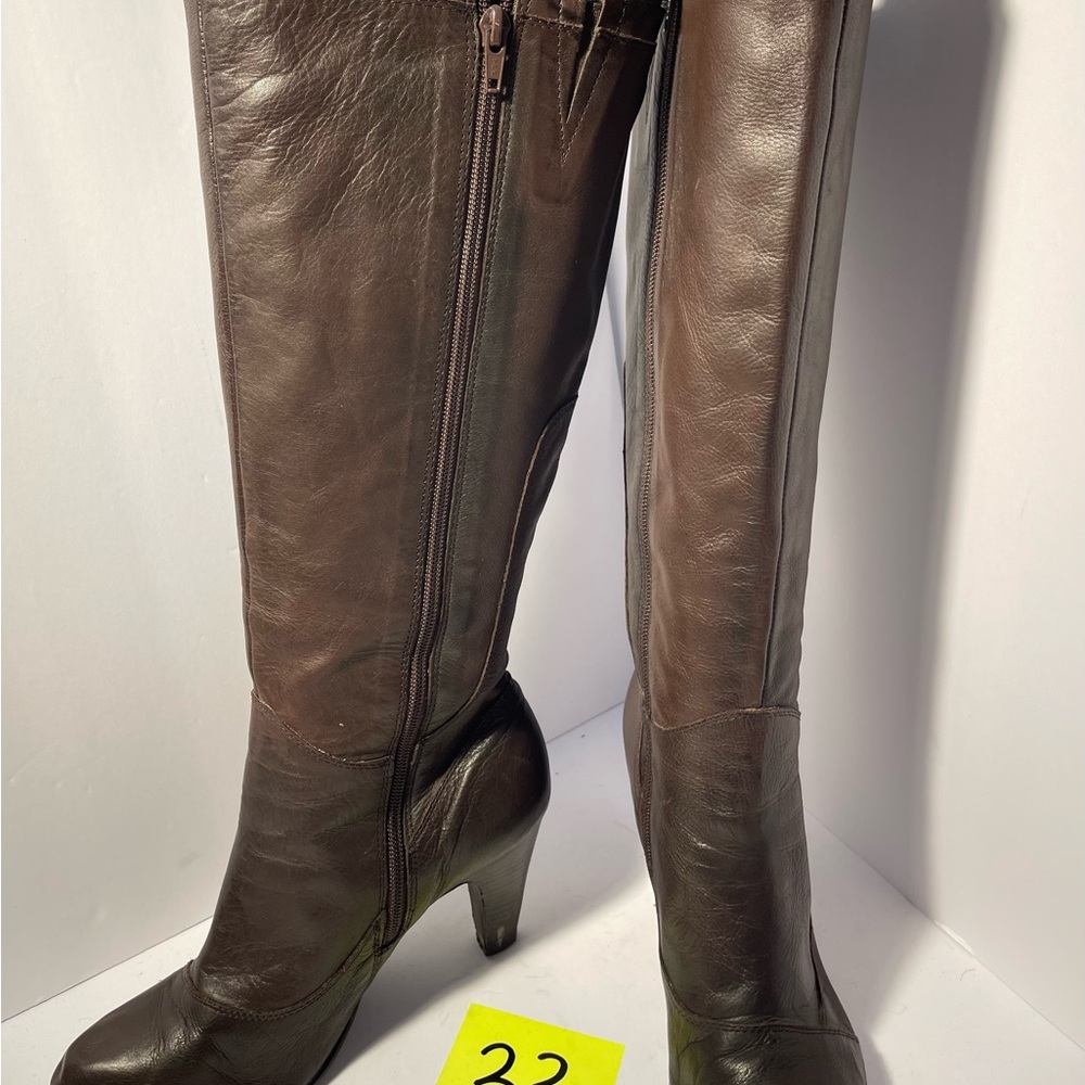 Brown Leather Knee-High Boots